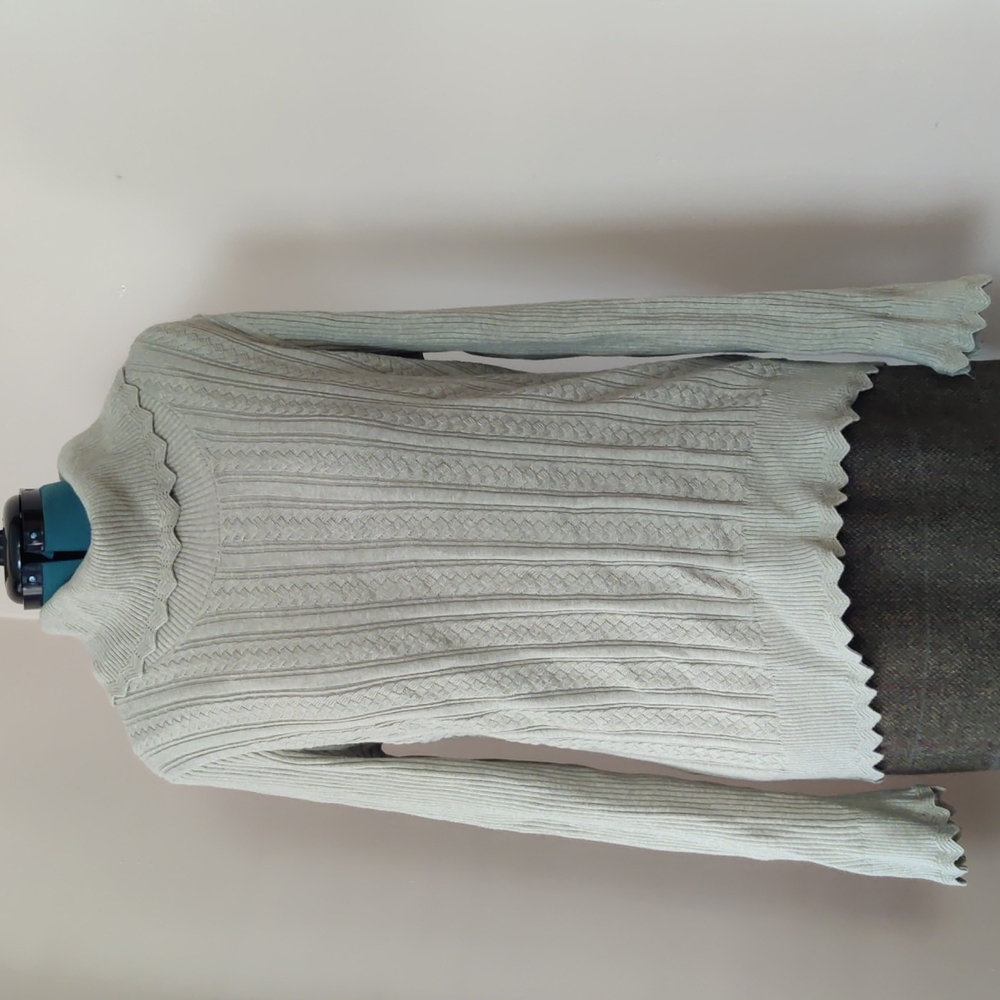 Jeanne Pierre 100% cotton sage green sweater